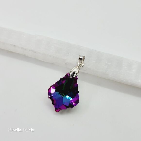 Sparkly! Faceted Multicolor Crystal Shields Pendant Color Shifting - Picture 5 of 7